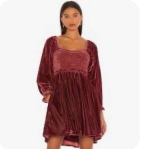 Free People Daphne Dress XS Smocked Velvet Strappy Back Fairy Whimsigoth
